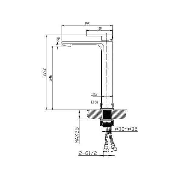 IVANO Series Tall Basin Mixer Chrome & Black