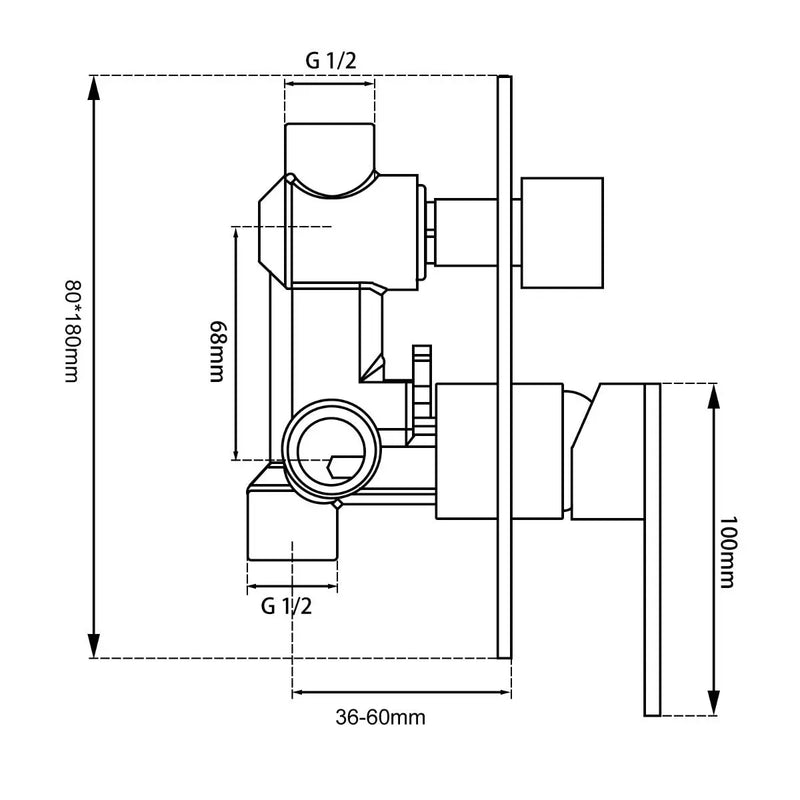 BLAZE Series Chrome/Black Bath/Shower Mixer Diverter(color up) FIL Kitchen Bathroom