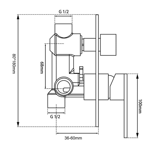 BLAZE Series Chrome/Black Bath/Shower Mixer Diverter(color up)