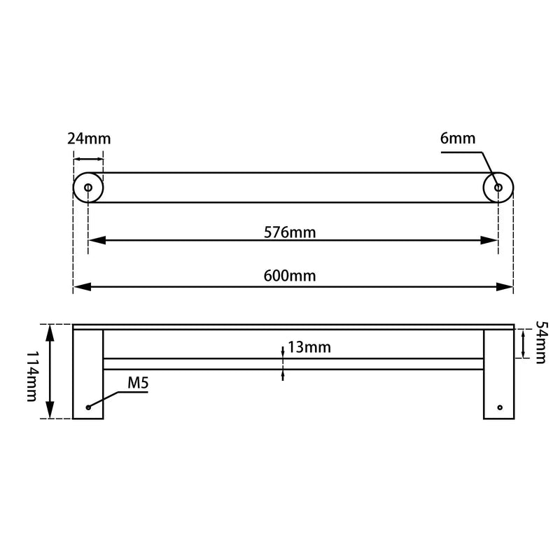 RUSHY double towel Rail 600mm Chrome and Colours FIL Kitchen Bathroom
