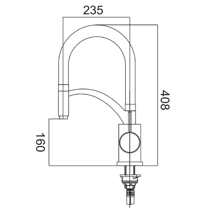 Brass Pull Down Rubber Spout Kitchen Mixer FIL Kitchen Bathroom