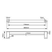RUSHY Double Towel Rail 800mm Chrome and Colours FIL Kitchen Bathroom