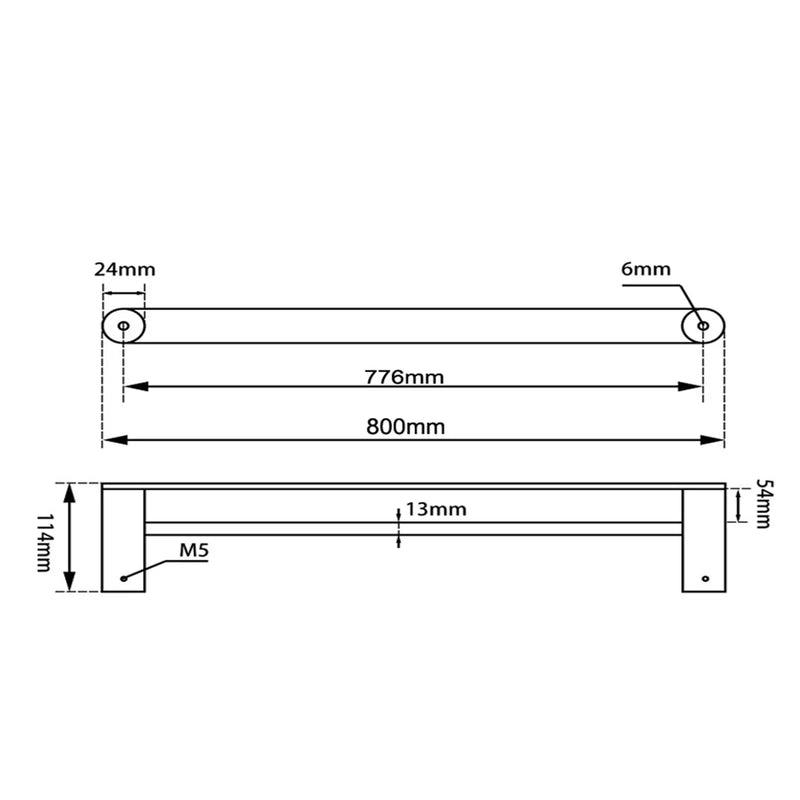 RUSHY Double Towel Rail 800mm Chrome and Colours FIL Kitchen Bathroom