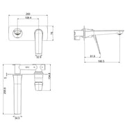 AU Chrome/Black Bathtub/Basin Wall Mixer With Spout FIL Kitchen Bathroom