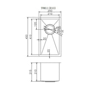 250x450x215mm 1.2mm Handmade Top/Undermount Single Bowl Kitchen Sink Chrome/GM/BG FIL Kitchen Bathroom