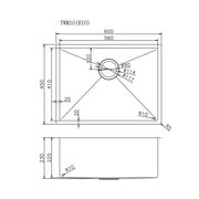 600x450x230mm 1.2mm Handmade Top/Undermount Single Bowl Kitchen Sink 304 Stainless Steel Chrome/Grey/Gold FIL Kitchen Bathroom