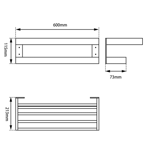 IVANO Series Chrome Double Towel Holder 600mm