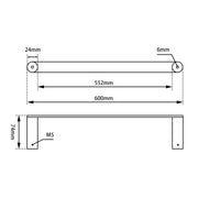 RUSHY Single Towel Rail 600mm Chrome and Colours FIL Kitchen Bathroom