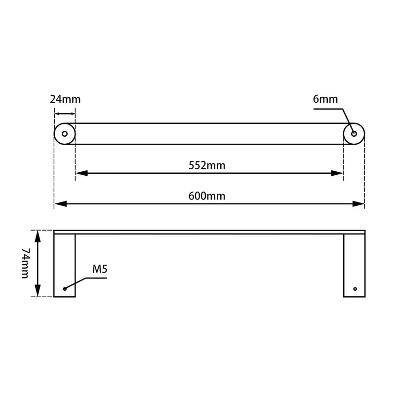 RUSHY Single Towel Rail 600mm Chrome and Colours FIL Kitchen Bathroom