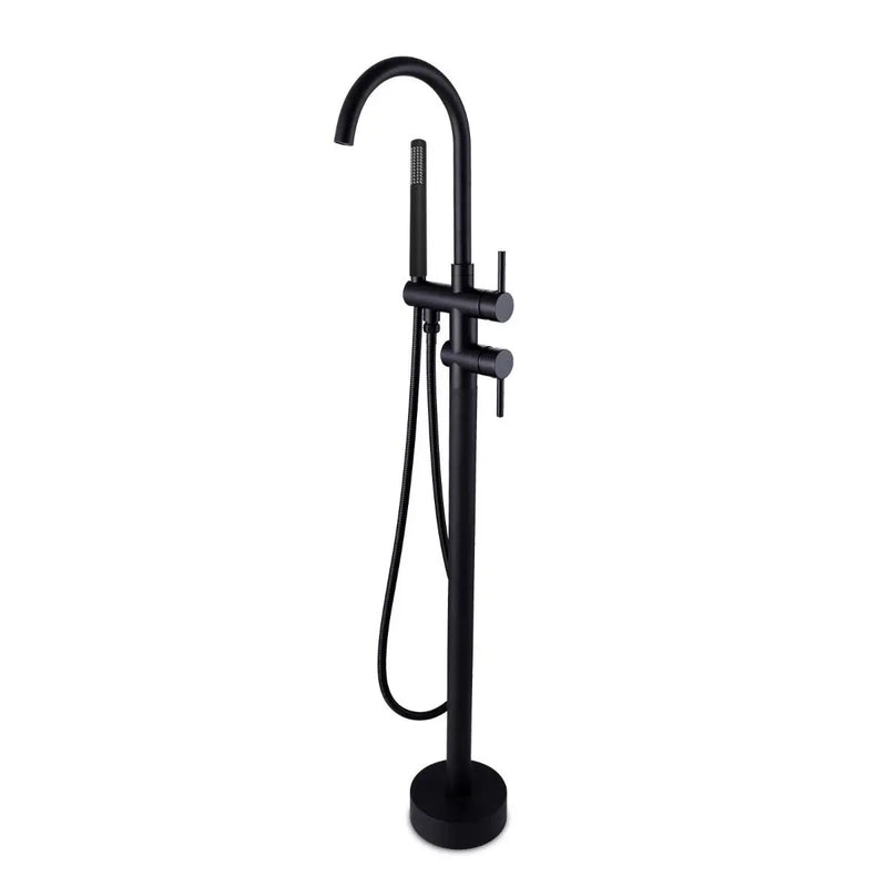 Pentro Round Black Freestanding Bath Mixer With Hand held Shower FIL Kitchen Bathroom
