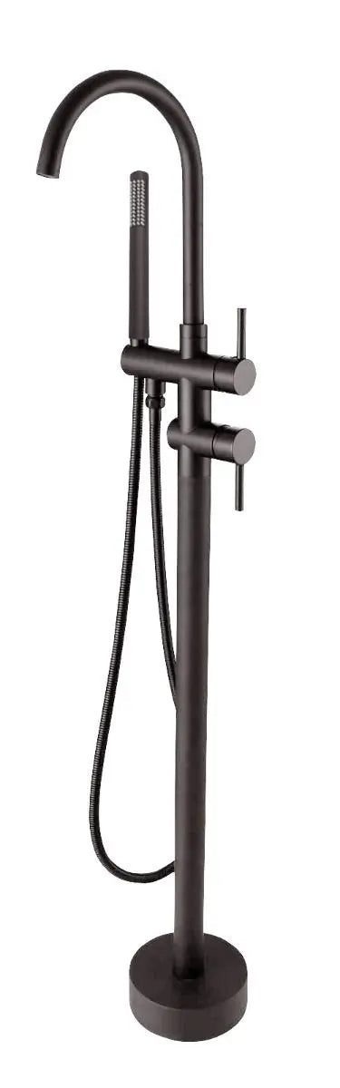 AUQAPERLA Pentro Round Gun Metal Grey Freestanding Bath Mixer With Hand held Shower FIL Kitchen Bathroom