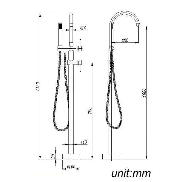 Pentro Round Brushed Nickel Freestanding Bath Mixer With Hand held Shower FIL Kitchen Bathroom