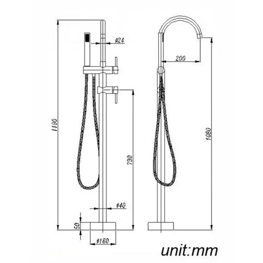 Pentro Round Chrome Freestanding Bath Mixer With Hand held Shower FIL Kitchen Bathroom