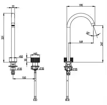 Soko Hob Sink Mixer - FIL Kitchen Bathroom