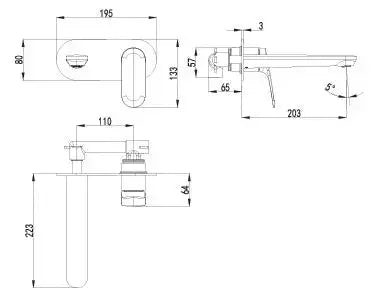 Sulu II Wall Basin Mixer Trim Kits - FIL Kitchen Bathroom