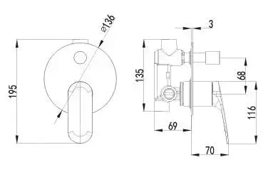 Sulu II Wall Diverter Mixer Trim Kits - FIL Kitchen Bathroom