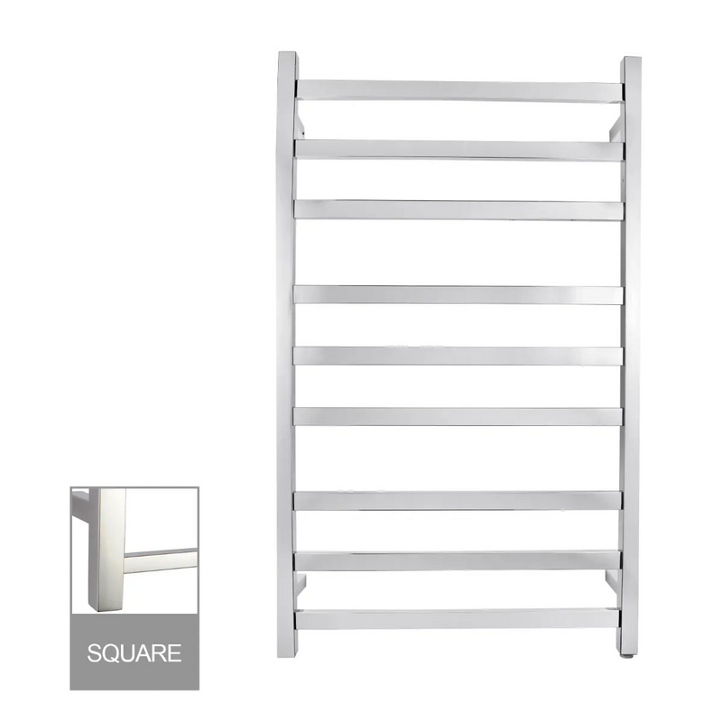 Square Electric Heated Towel Rack 9 Bars Chrome/Matte Black FIL Kitchen Bathroom