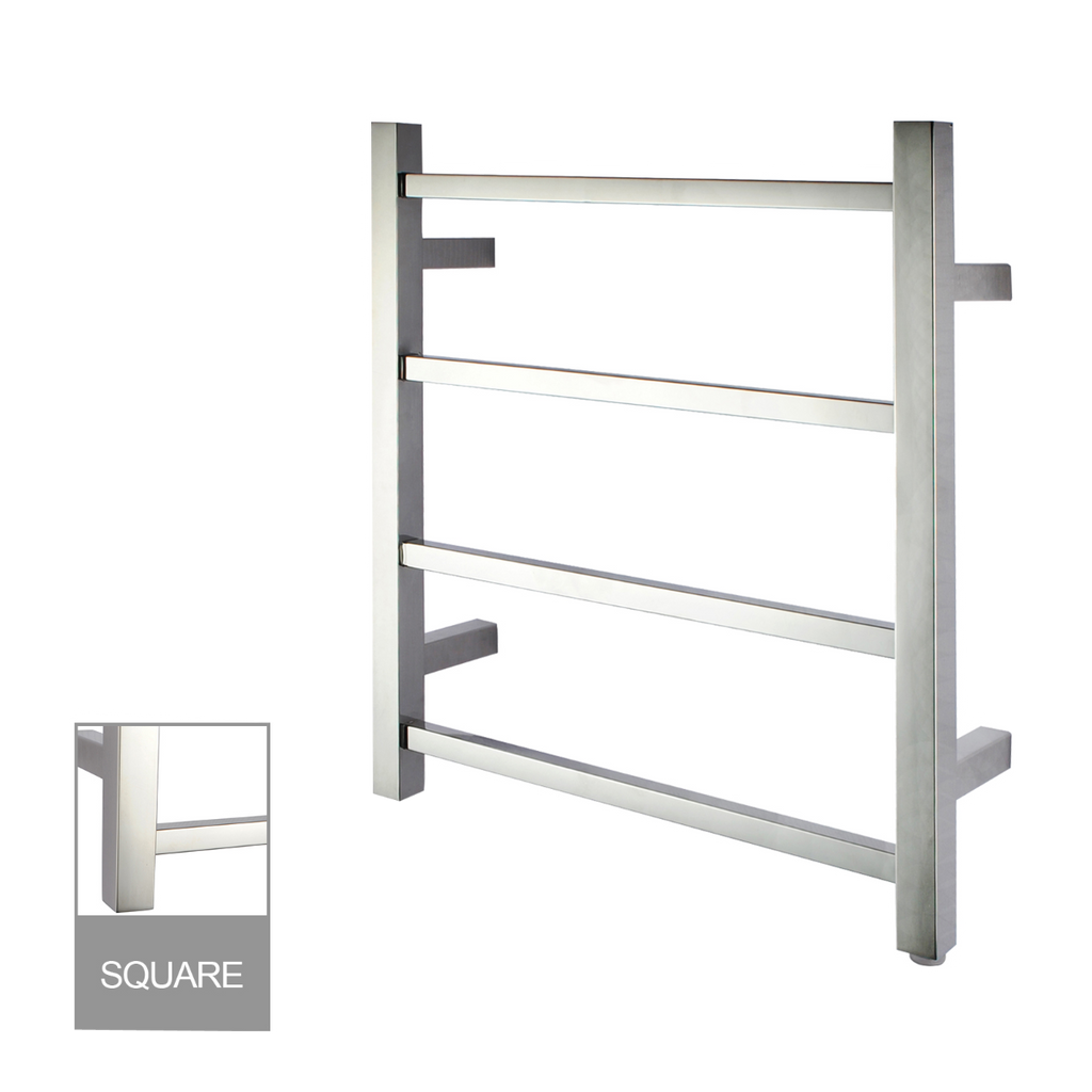 Square Electric Heated Towel Rack 4 Bars Chrome and Colours