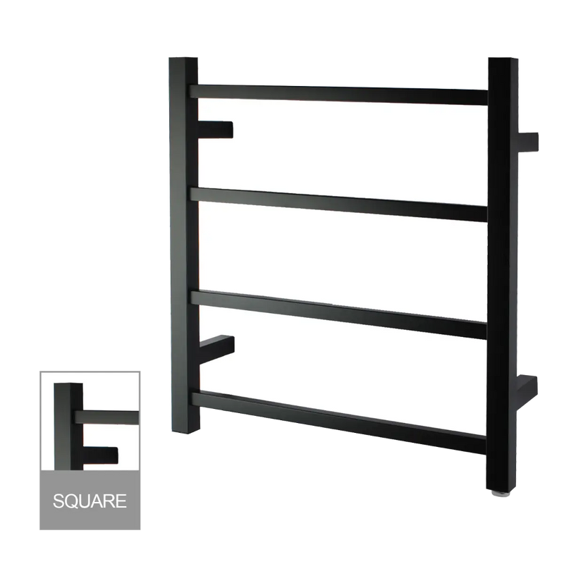 Square Electric Heated Towel Rack 4 Bars Chrome and Colours FIL Kitchen Bathroom