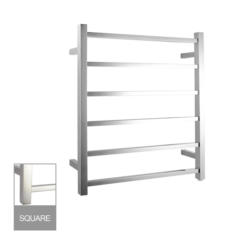 Square  Electric Heated Towel Rack 6 Bars Chrome and Colours FIL Kitchen Bathroom
