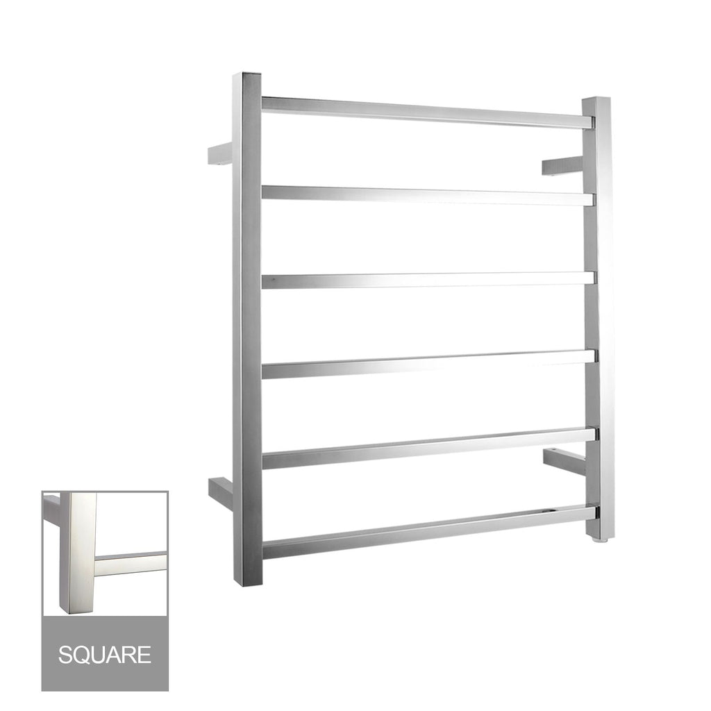 Square  Electric Heated Towel Rack 6 Bars Chrome and Colours