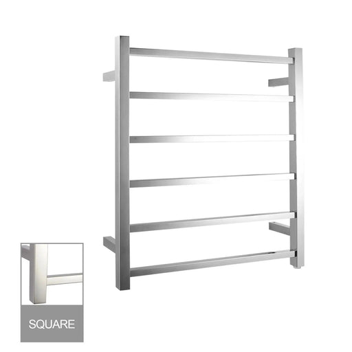 Square  Electric Heated Towel Rack 6 Bars Chrome and Colours FIL Kitchen Bathroom