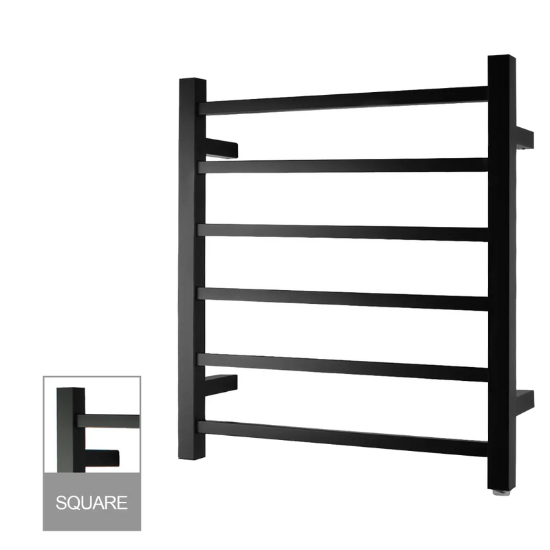 Square  Electric Heated Towel Rack 6 Bars Chrome and Colours FIL Kitchen Bathroom