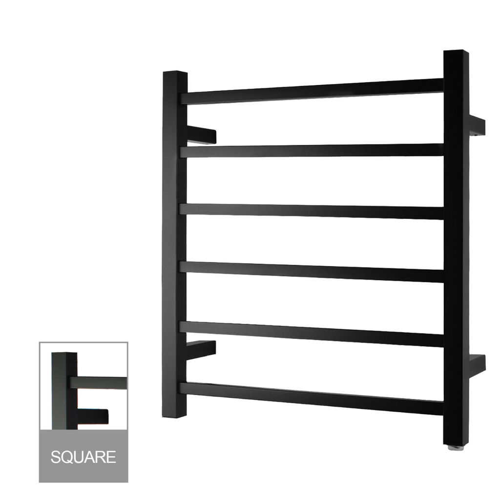 Square  Electric Heated Towel Rack 6 Bars Chrome and Colours