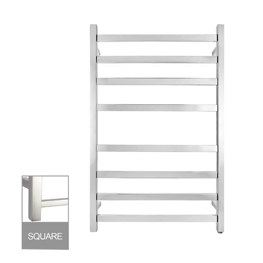 Square Electric Heated Towel Rack 8 Bars Chrome/Black FIL Kitchen Bathroom