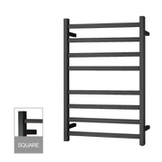 Square Electric Heated Towel Rack 8 Bars Chrome/Black FIL Kitchen Bathroom