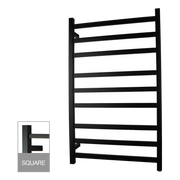 Square Electric Heated Towel Rack 9 Bars Chrome/Matte Black FIL Kitchen Bathroom