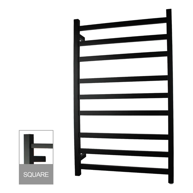 Square Electric Heated Towel Rack 9 Bars Chrome/Matte Black FIL Kitchen Bathroom
