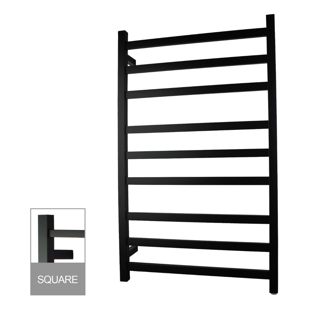 Square Electric Heated Towel Rack 9 Bars Chrome/Matte Black
