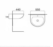 Care Wash Basin Wall Hung Gloss White 550*440*140 mm - FIL Kitchen Bathroom