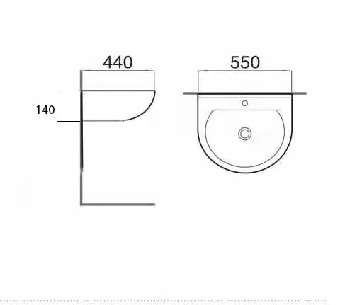 Care Wash Basin Wall Hung Gloss White 550*440*140 mm
