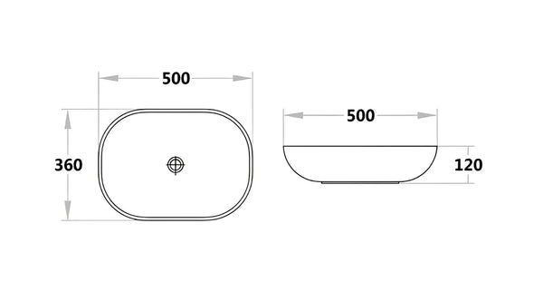 SOLID SURFACE BASIN WHITE 500mm X 360mm X 120mm