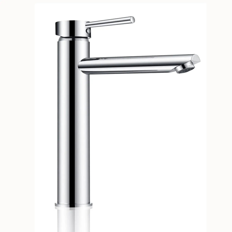 LUCID PIN Round Tall Basin Mixer Chrome/Matte Black FIL Kitchen Bathroom