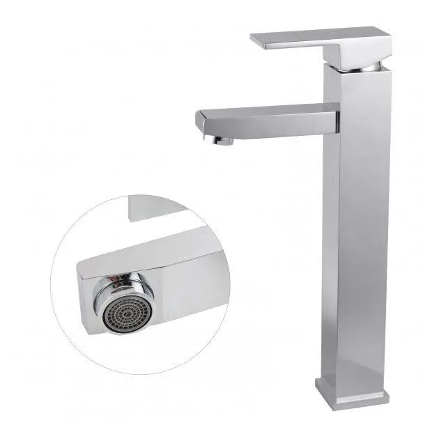 Cavallo Chrome/Matte Black Square Tall Basin Mixer FIL Kitchen Bathroom
