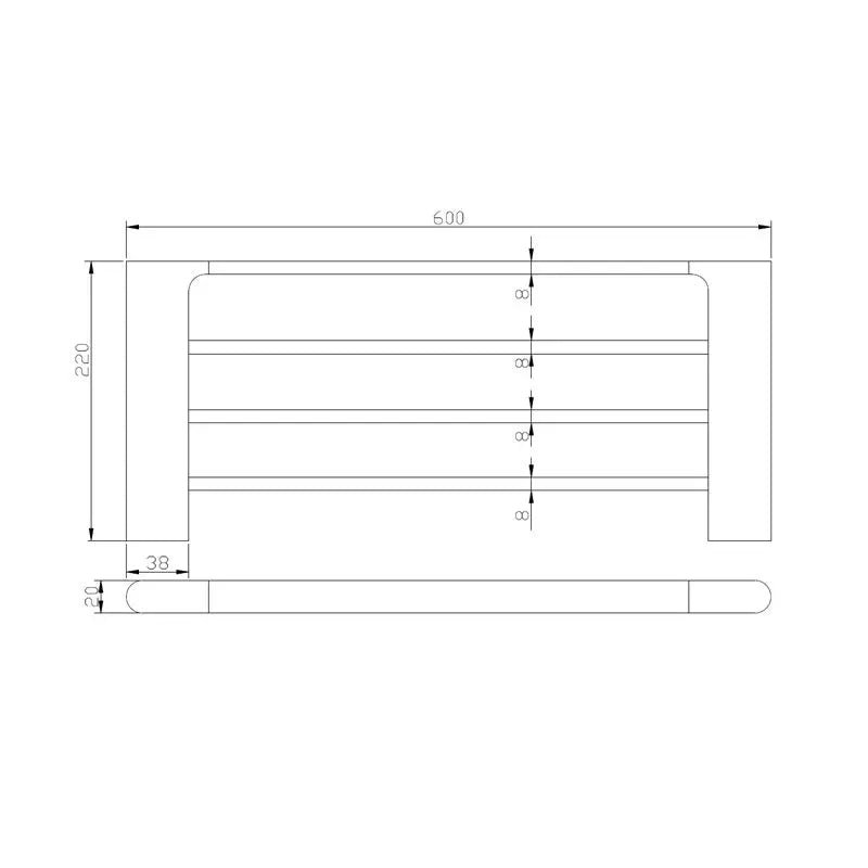 AU Chrome/Black Towel Rack 600mm FIL Kitchen Bathroom