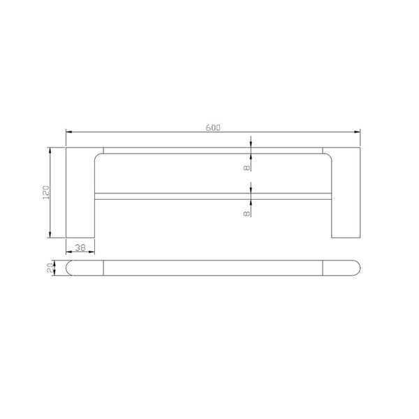 AU Double Towel Rail 600mm Chrome and Colours