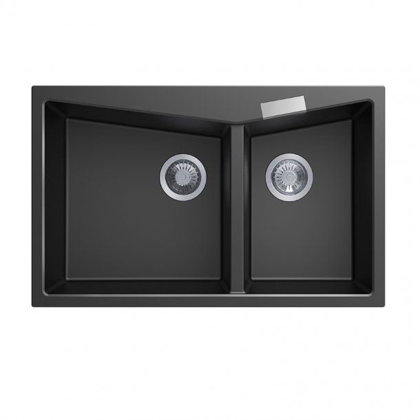 800 x 500 x 220mm Carysil Black/White/Grey Double Bowl Granite Kitchen Sink Top/Flush Mount