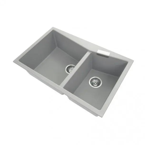 800 x 500 x 220mm Carysil Black/White/Grey Double Bowl Granite Kitchen Sink Top/Flush Mount FIL Kitchen Bathroom