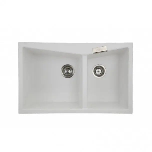 800 x 500 x 220mm Carysil Black/White/Grey Double Bowl Granite Kitchen Sink Top/Flush Mount FIL Kitchen Bathroom