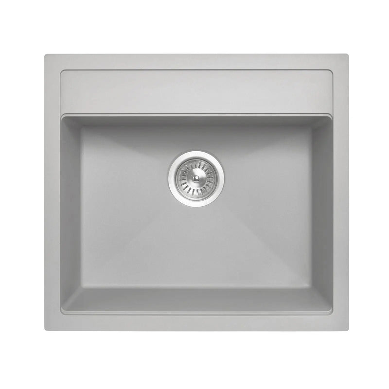 560 x 510 x 200mm Carysil Concrete Grey Single Bowl Granite Top/Flush/Under Mount Kitchen/Laundry Sink FIL Kitchen Bathroom
