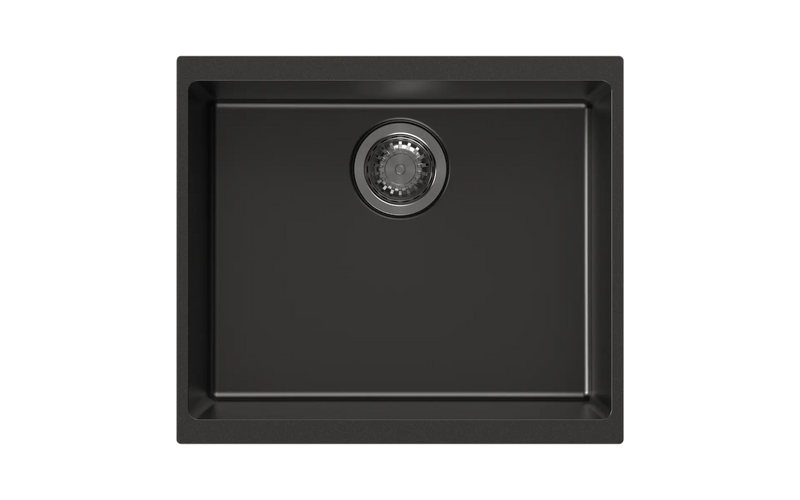 530 x 460 x 200mm Carysil Black/White Single Bowl Granite Kitchen/Laundry Sink Top/Flush/Under Mount FIL Kitchen Bathroom