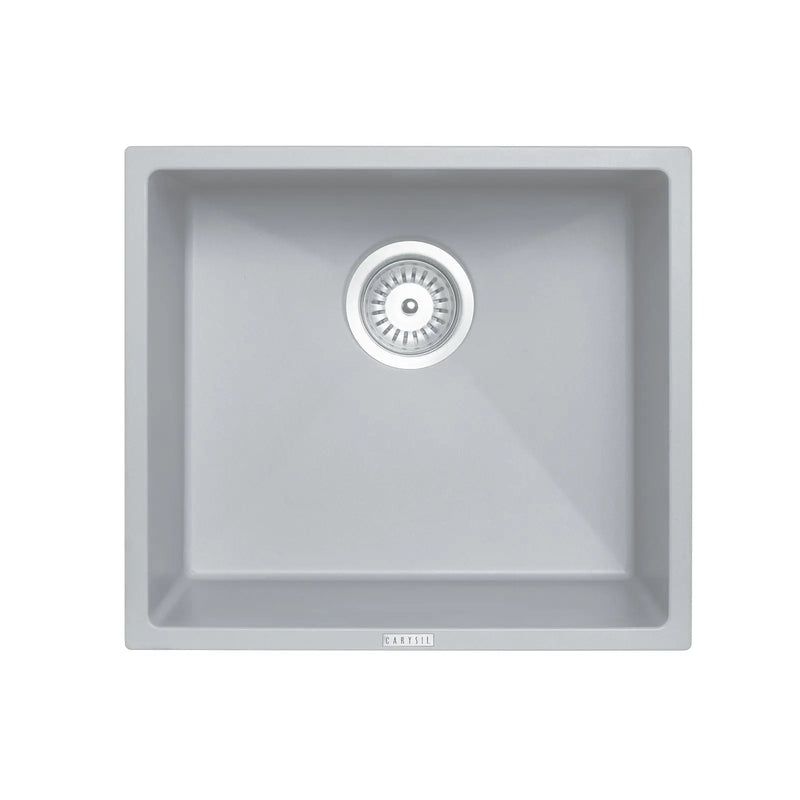 457 x 406 x 200mm Carysil Concrete Grey Single Bowl Granite Stone Kitchen/Laundry Sink Top/Flush/Under Mount FIL Kitchen Bathroom
