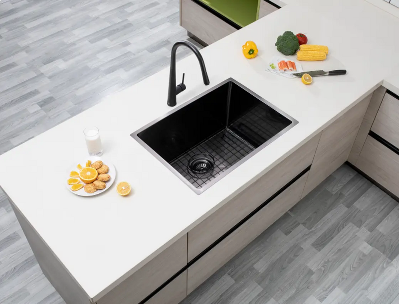 600x450x230mm 1.2mm Handmade Top/Undermount Single Bowl Kitchen Sink 304 Stainless Steel Chrome/Grey/Gold FIL Kitchen Bathroom