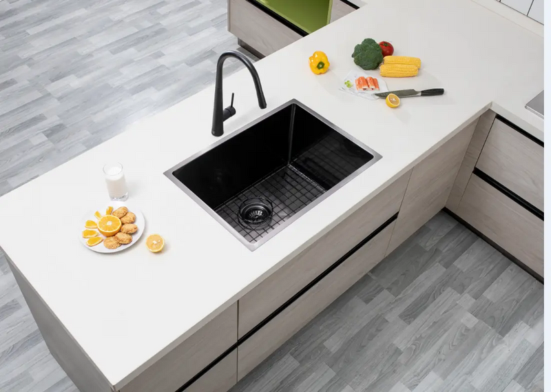 600x450x300mm 1.2mm Handmade Top/Undermount Single Bowl Kitchen/Laundry Sink Chrome/Grey/Gold FIL Kitchen Bathroom