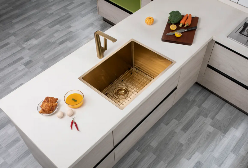 600x450x300mm 1.2mm Handmade Top/Undermount Single Bowl Kitchen/Laundry Sink Chrome/Grey/Gold FIL Kitchen Bathroom