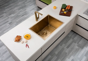 600x450x230mm 1.2mm Handmade Top/Undermount Single Bowl Kitchen Sink 304 Stainless Steel Chrome/Grey/Gold FIL Kitchen Bathroom